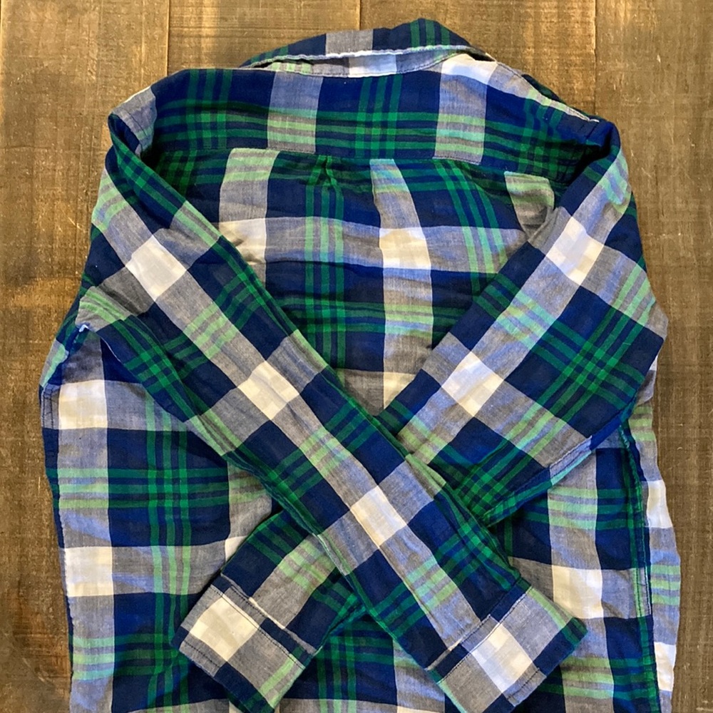 Gap Kids Boys (Size XL) Green,Blue,&White Plaid Button Down Shirt - Picture 4 of 4